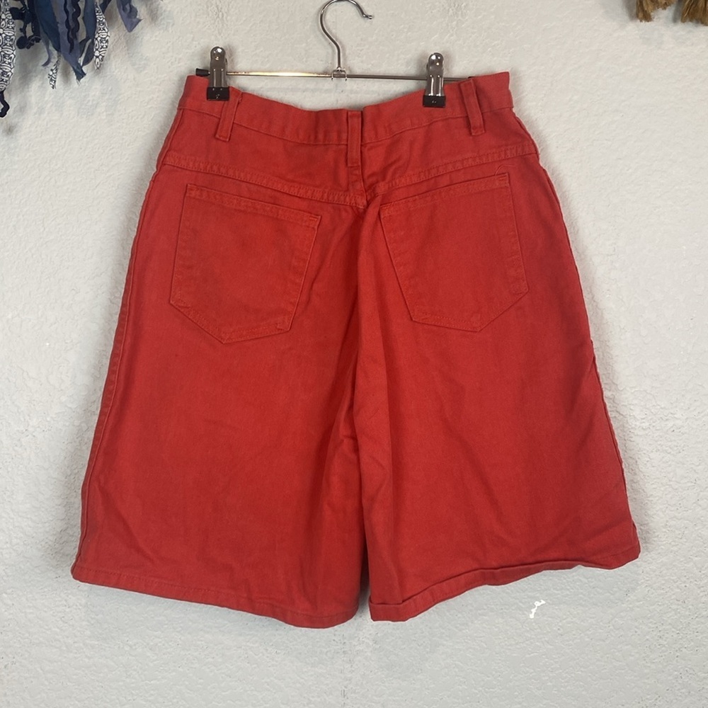 Vintage high rise red orange denim shorts - Picture 6 of 6